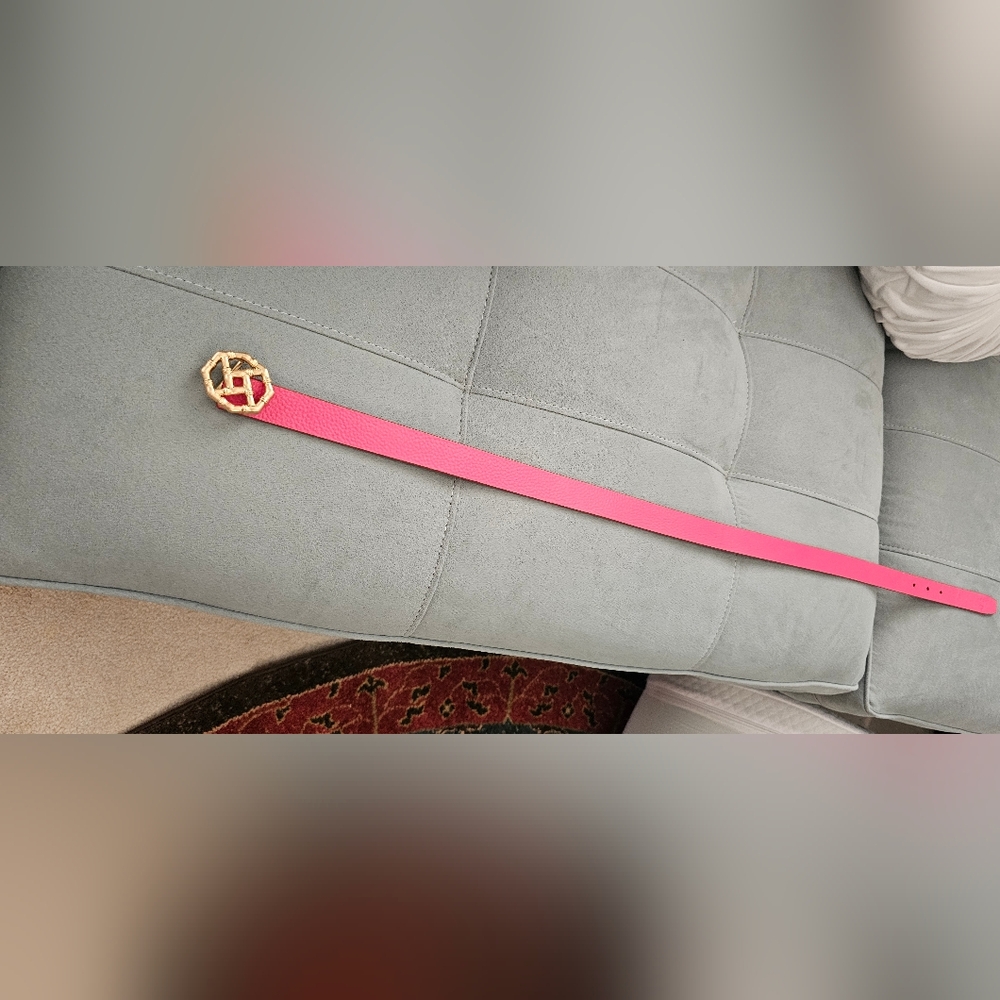 J. McLaughlin Vibrant Pink Belt with Elegant Gold Buckle